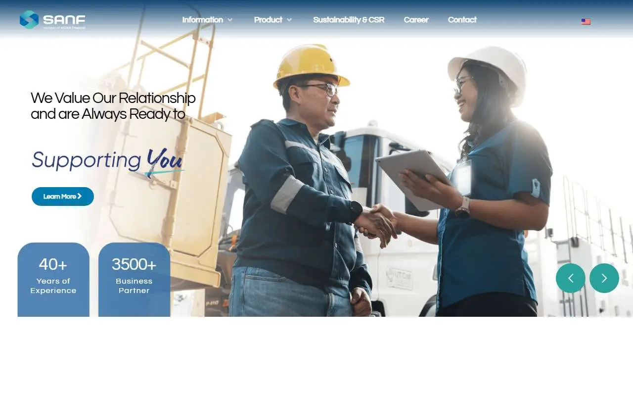 Tampilan website resmi Surya Artha Nusantara Finance (sanf.co.id)
