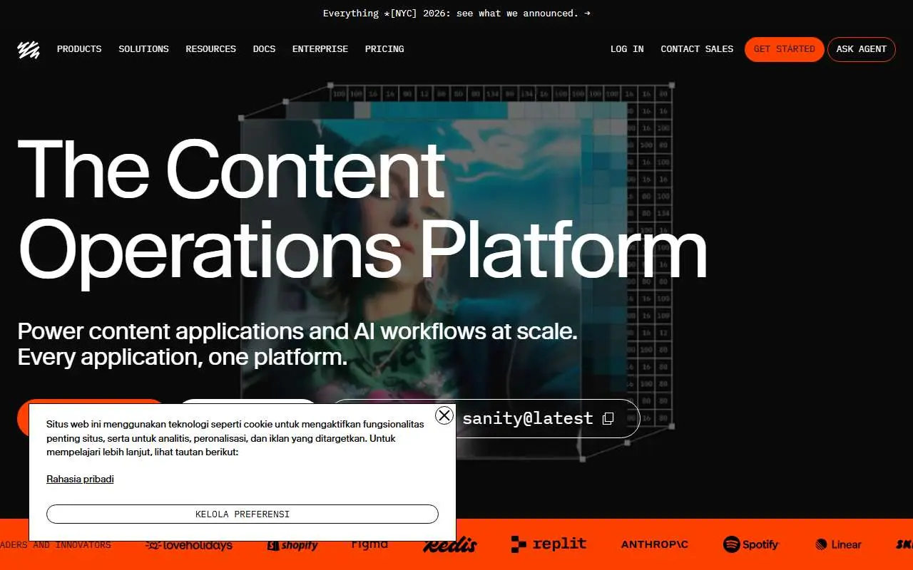 Tampilan website resmi Sanity (sanity.io)