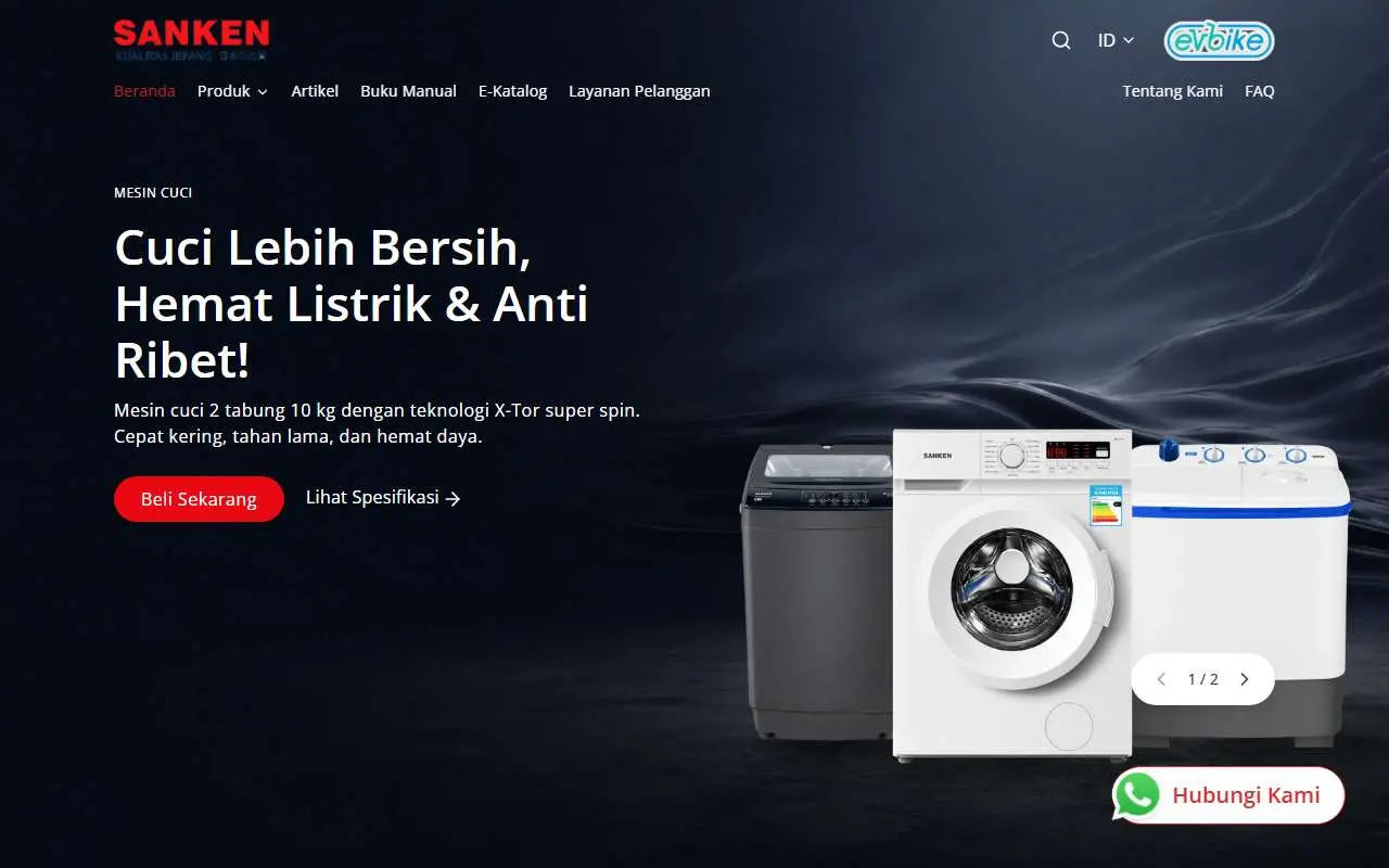 Tampilan website resmi Sanken Indonesia (sanken.co.id)