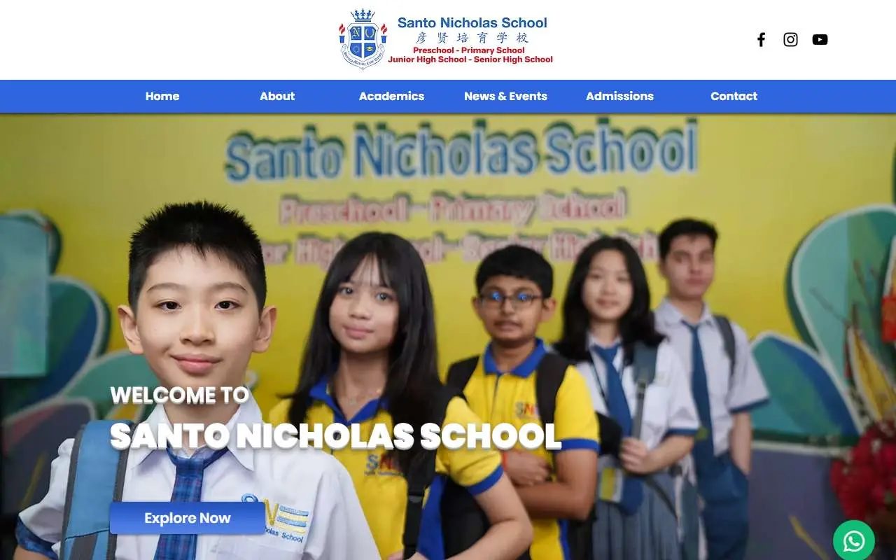Tampilan website resmi SD Santo Nicholas (santonicholas.sch.id)