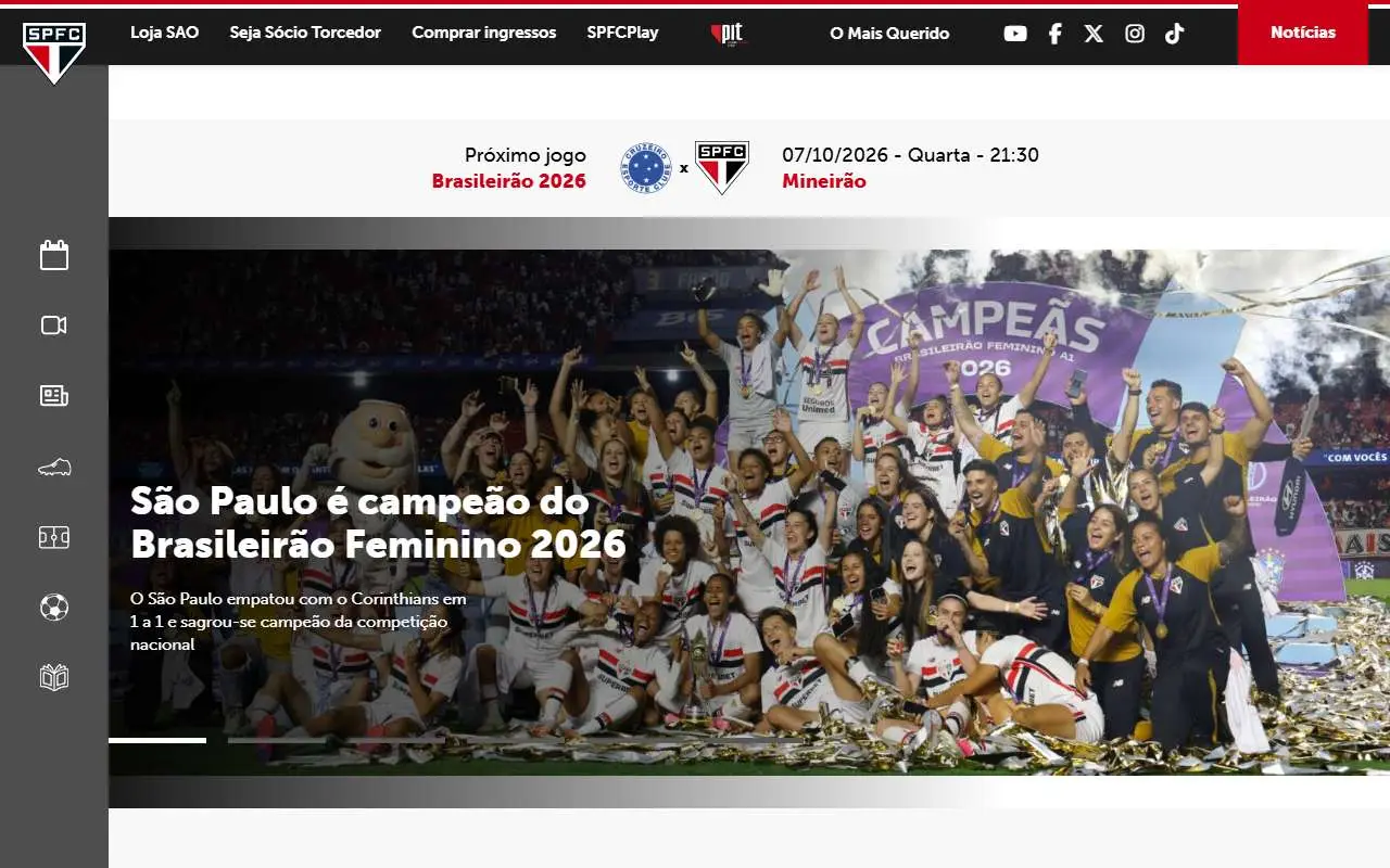 Tampilan website resmi São Paulo FC (saopaulofc.net)