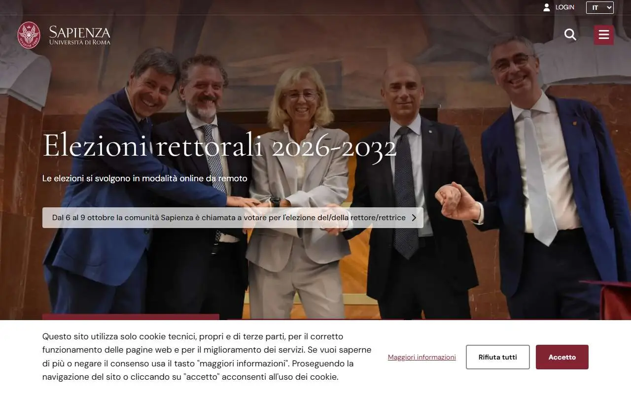 Tampilan website resmi Universitas Roma La Sapienza (uniroma1.it)