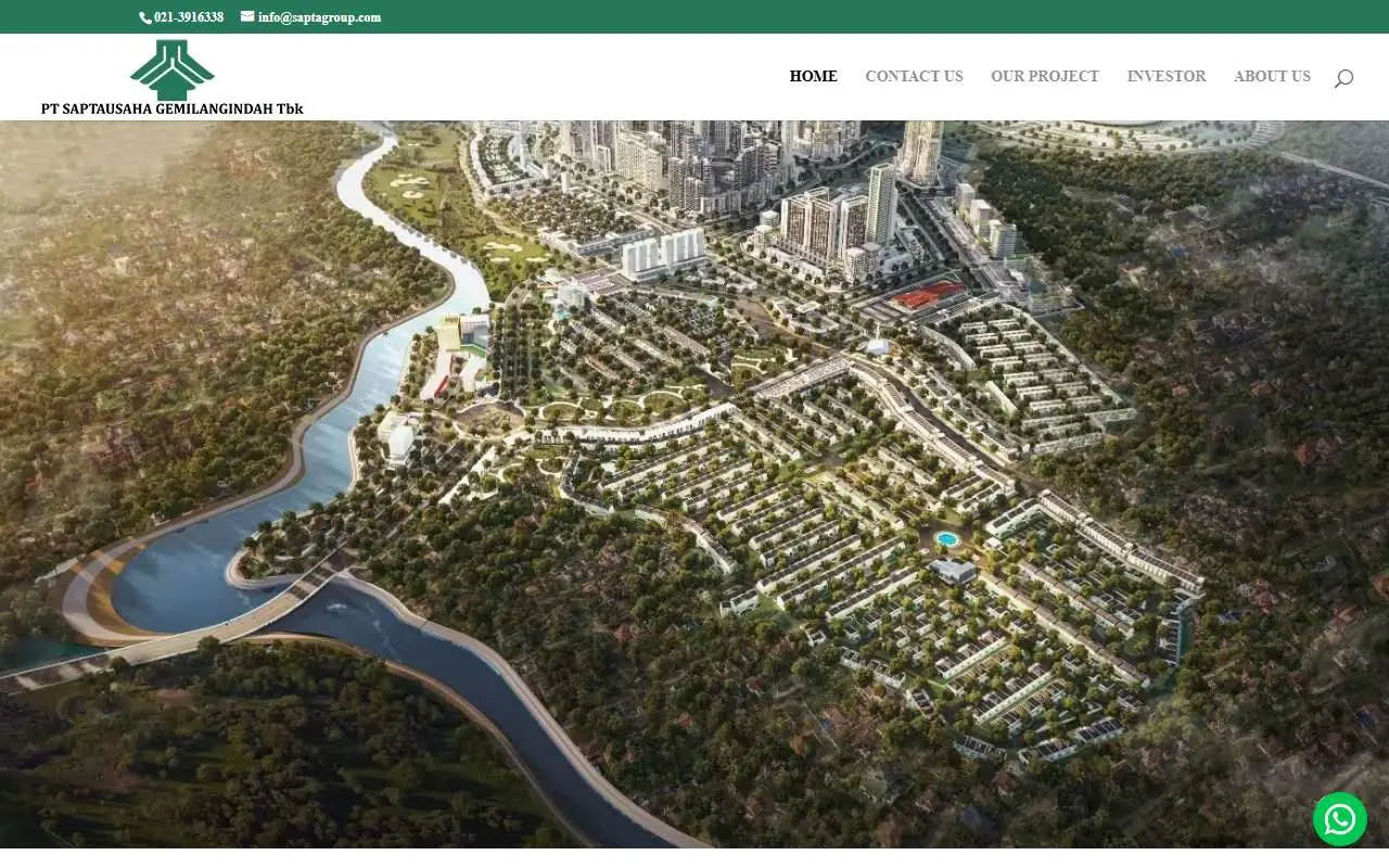Tampilan website resmi Saptausaha Gemilangindah (saptagroup.com)