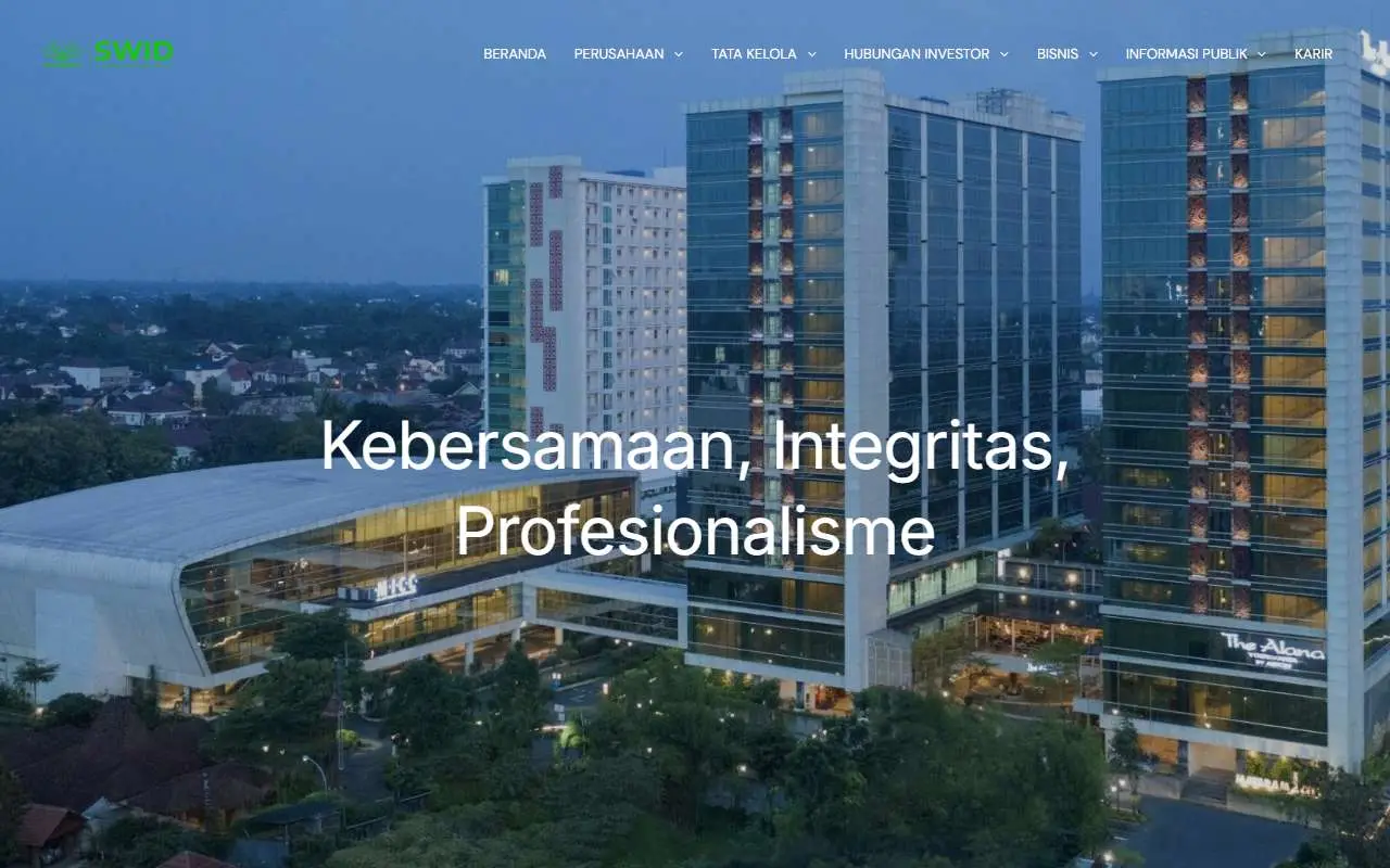 Tampilan website resmi Saraswanti Indoland Development (saraswantiproperty.com)