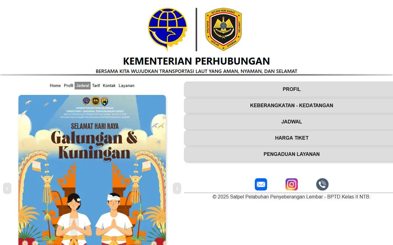 Tampilan website resmi Port of Lembar (satpellembar.info)