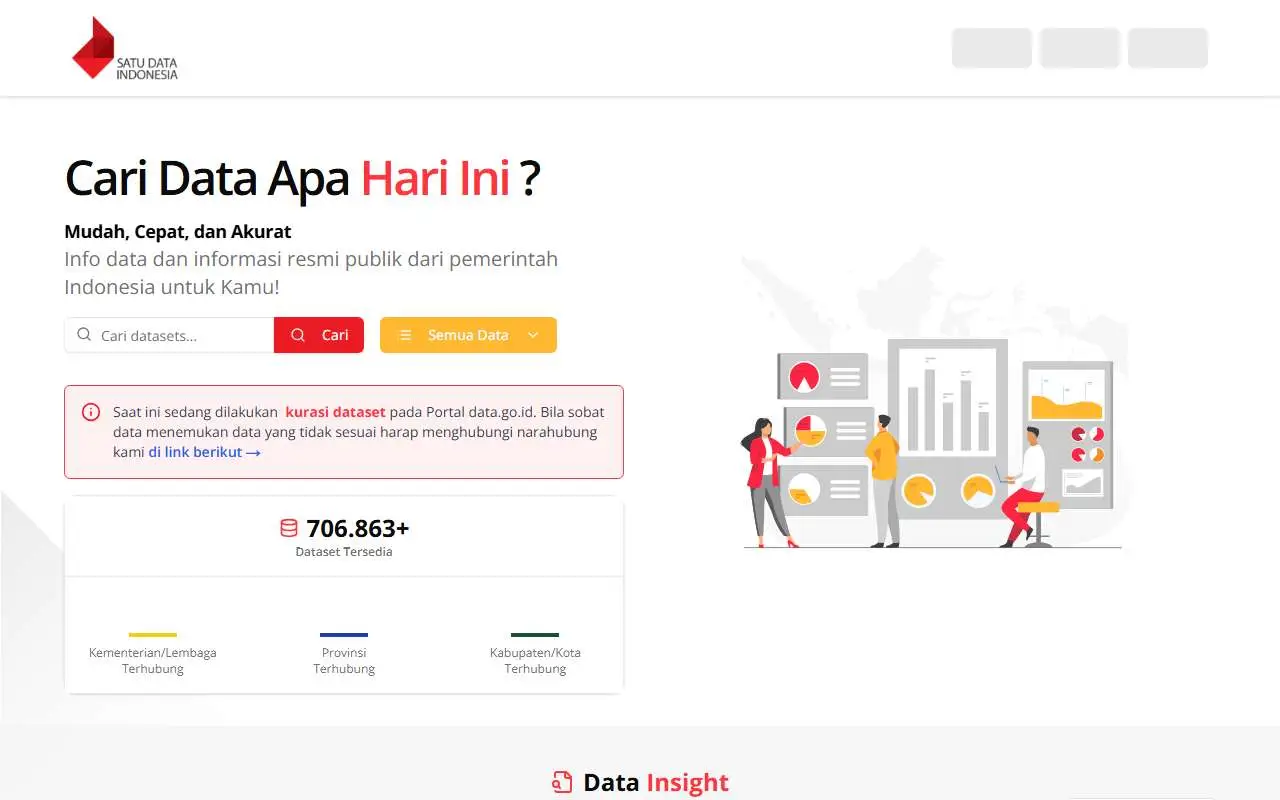 Tampilan website resmi Satu Data Indonesia (data.go.id)