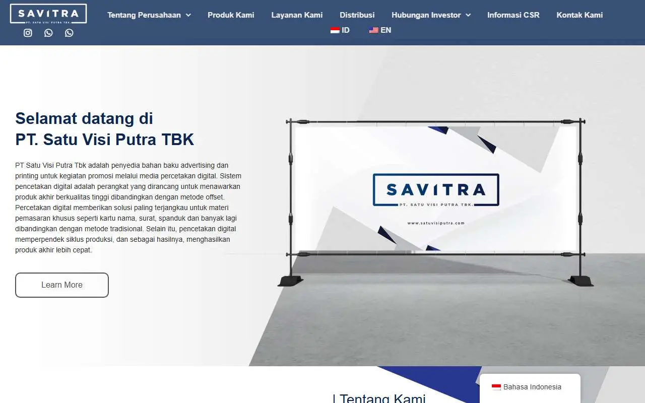 Tampilan website resmi Satu Visi Putra (satuvisiputra.com)