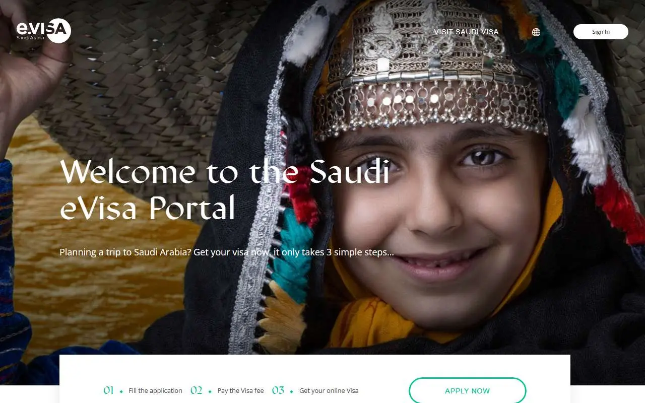 Tampilan website resmi Saudi Visa (visa.visitsaudi.com)