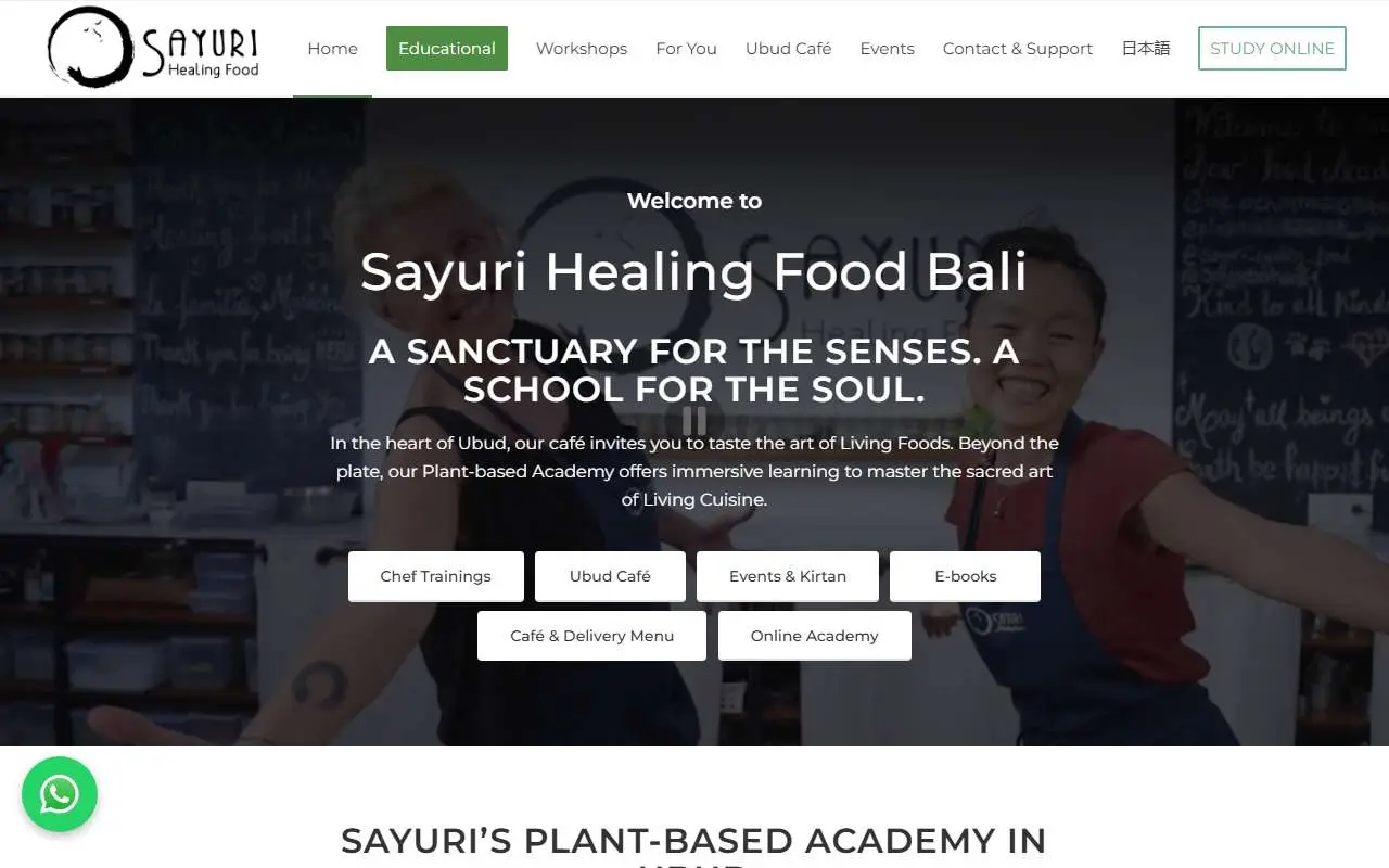 Tampilan website resmi Sayuri Healing Food (sayurihealingfood.com)