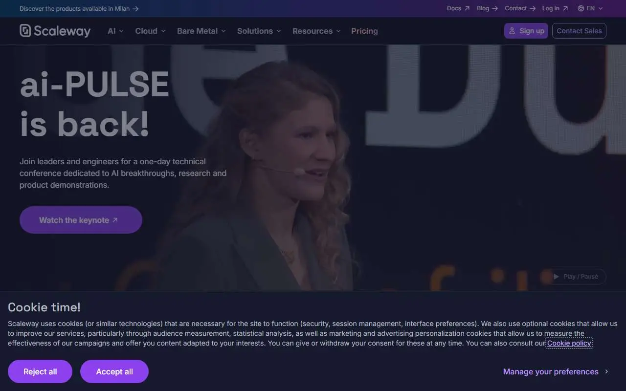 Tampilan website resmi Scaleway (scaleway.com)