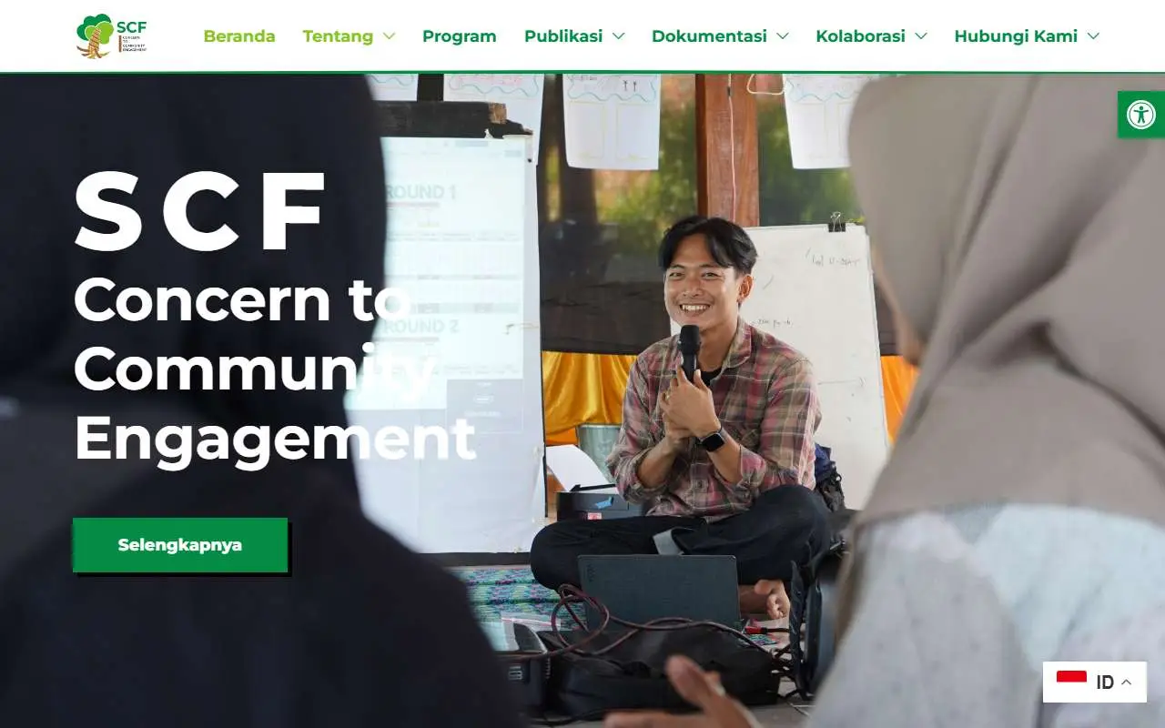 Tampilan website resmi Sulawesi Cipta Forum (scf.or.id)
