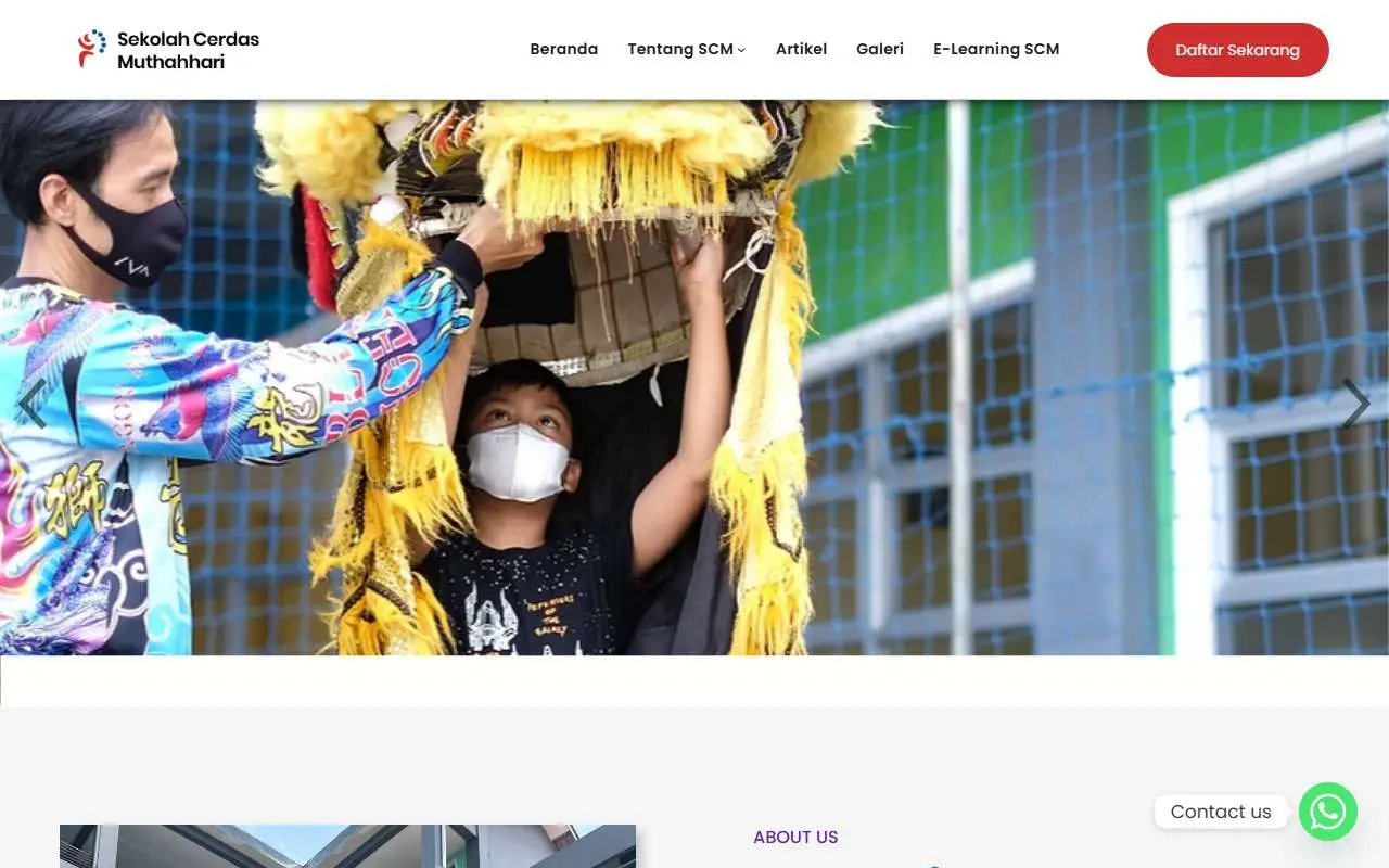 Tampilan website resmi SD Cerdas Muthahhari (scmbandung.sch.id)