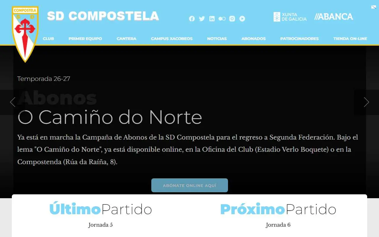 Tampilan website resmi SD Compostela (sdcompostela.com)