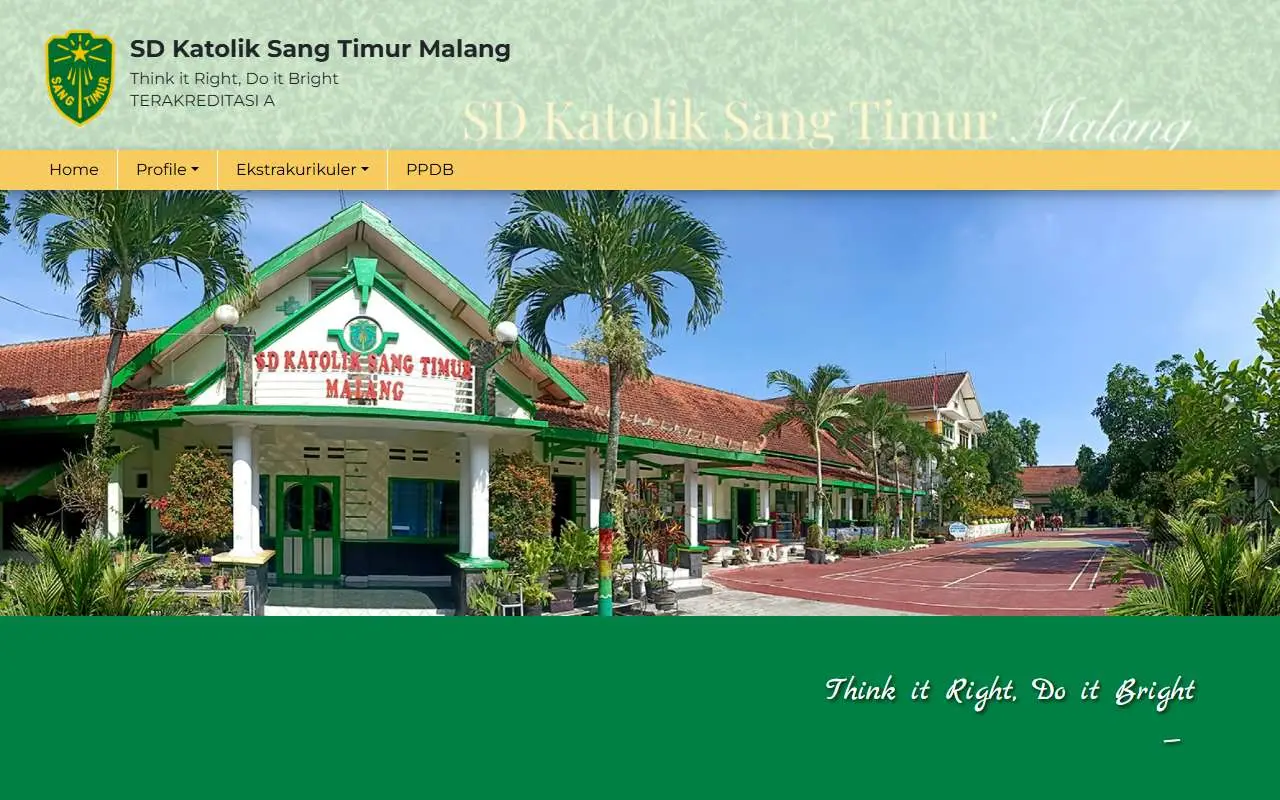 Tampilan website resmi SD Katolik Sang Timur (sdk-malang.sangtimur.id)