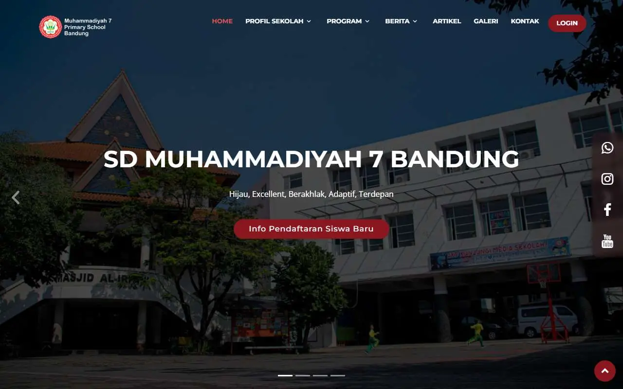 Tampilan website resmi SD Muhammadiyah 7 (sdm7bdg.sch.id)