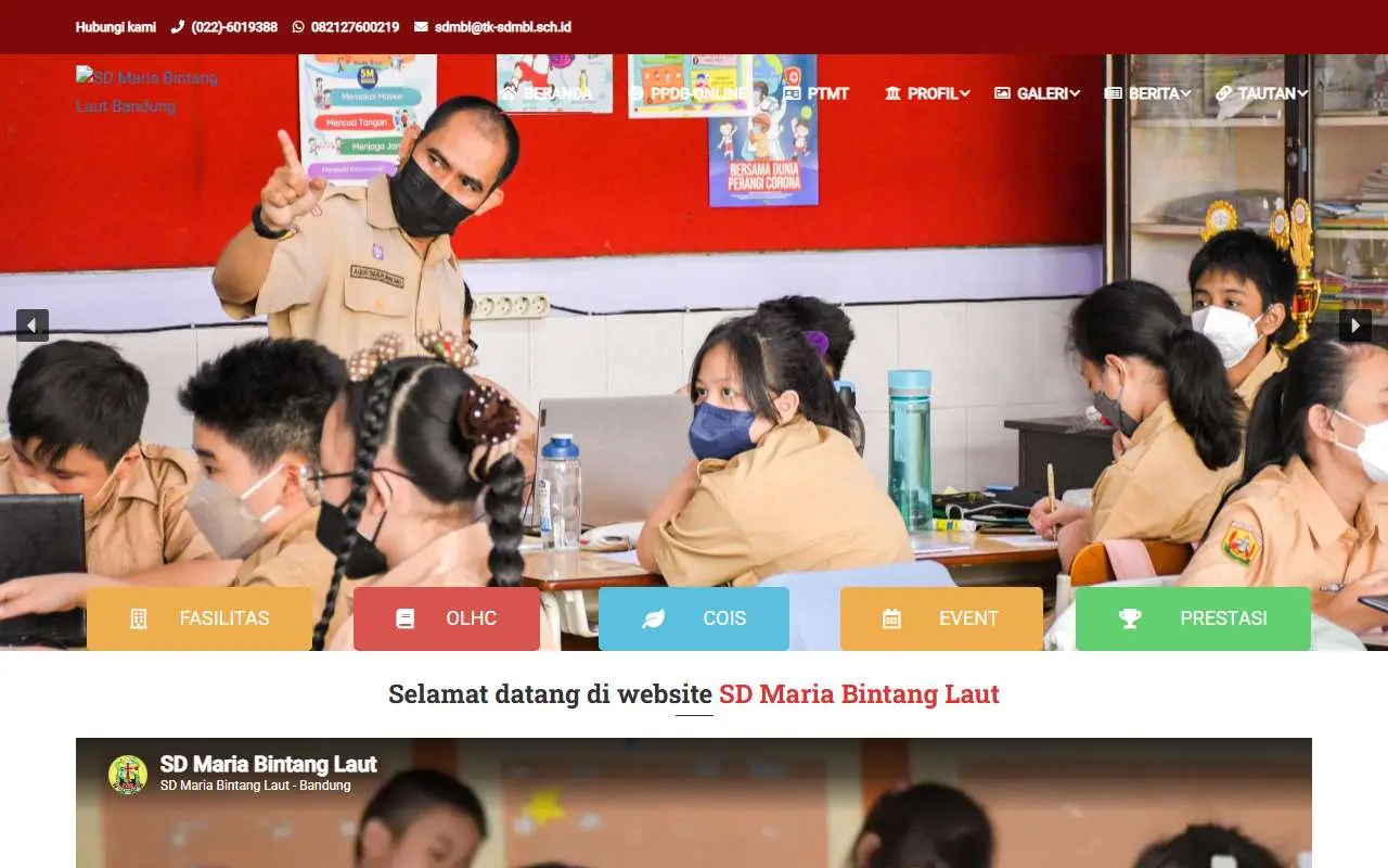 Tampilan website resmi SD Maria Bintang Laut (sdmbl.sch.id)