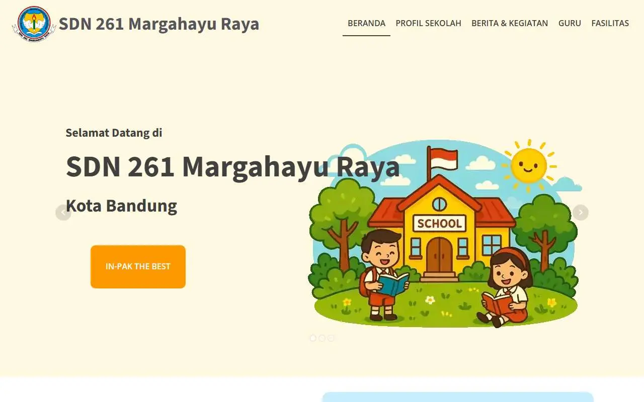 Tampilan website resmi SD Negeri 261 Margahayu Raya (sdn-margahayuraya.sch.id)
