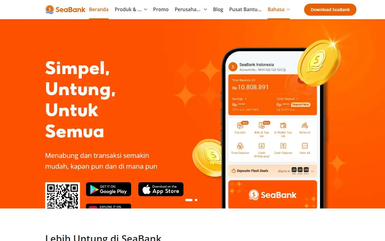 Tampilan website resmi SeaBank Indonesia (seabank.co.id)