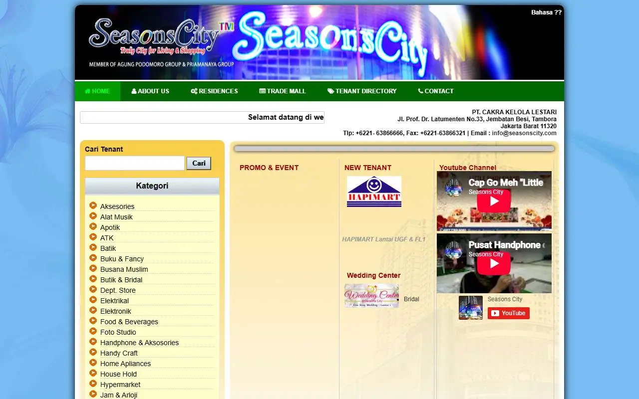 Tampilan website resmi Seasons City (seasonscity.com)