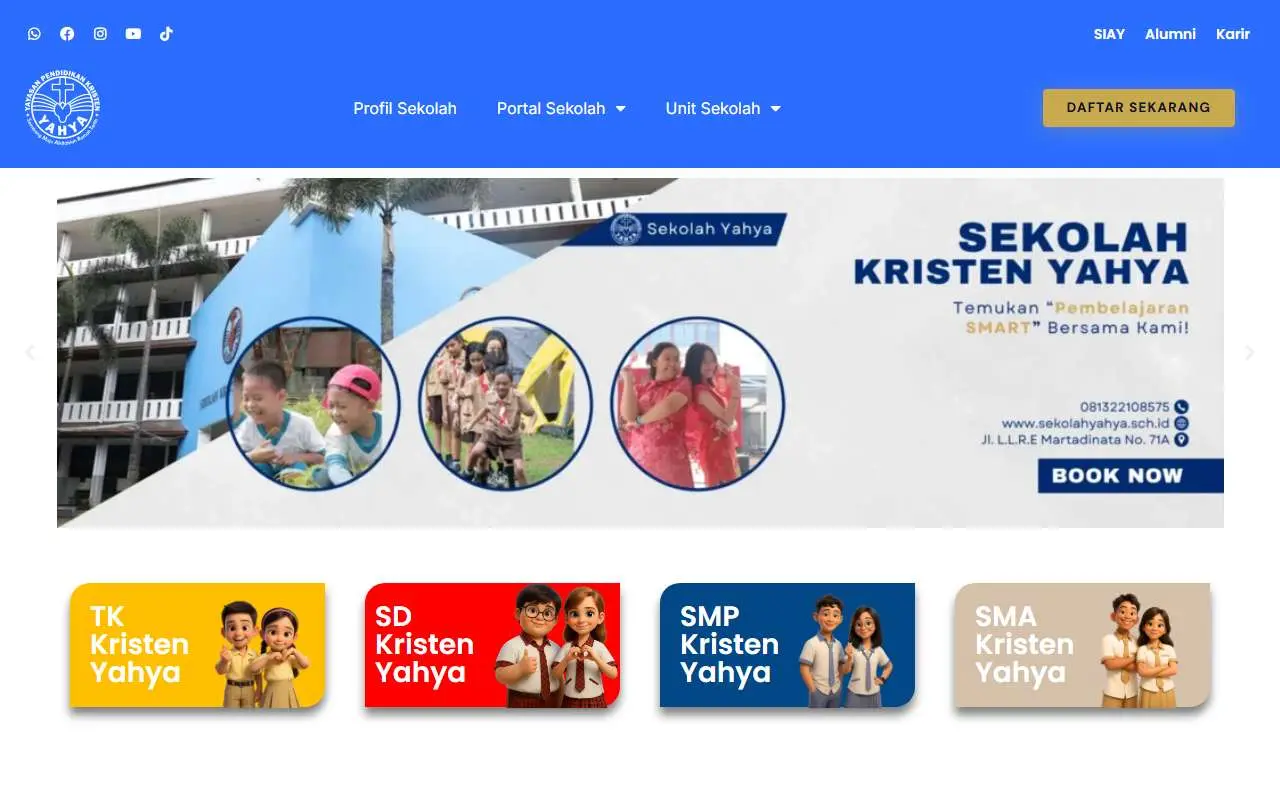 Tampilan website resmi SD Yahya Bandung (sekolahyahya.sch.id)
