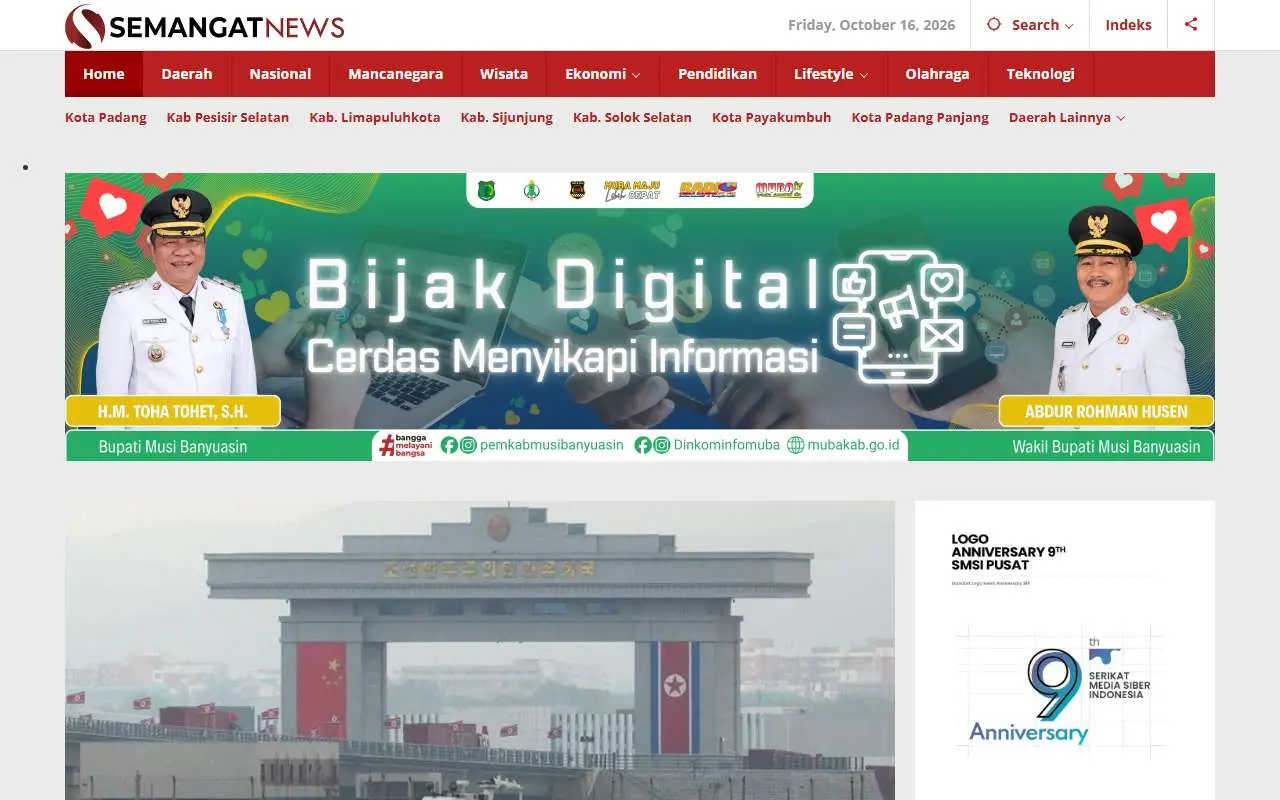 Tampilan website resmi Semangat News (semangatnews.com)