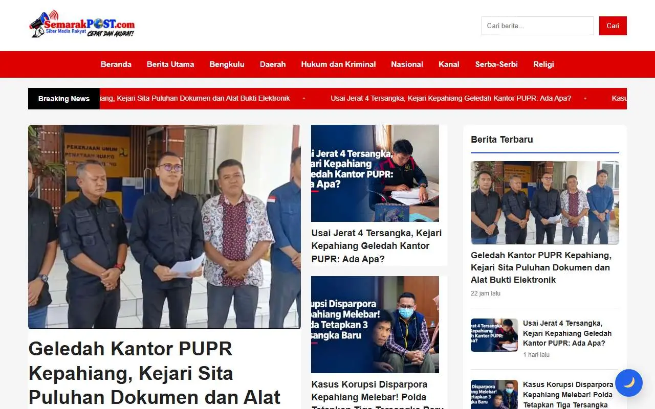 Tampilan website resmi Semarak Post (semarakpost.com)