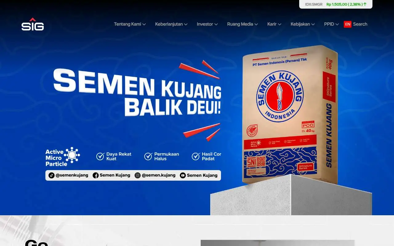 Tampilan website resmi Semen Indonesia (sig.id)