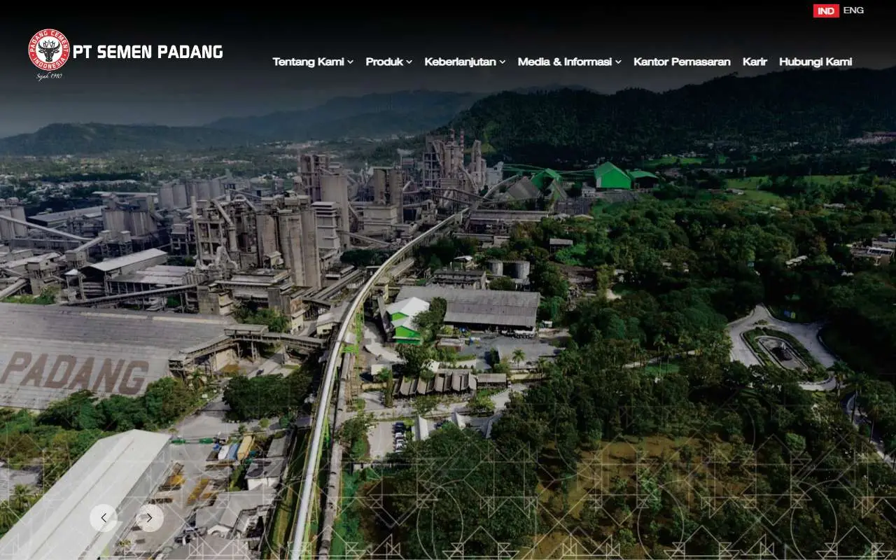 Tampilan website resmi Padang Cement (semenpadang.co.id)