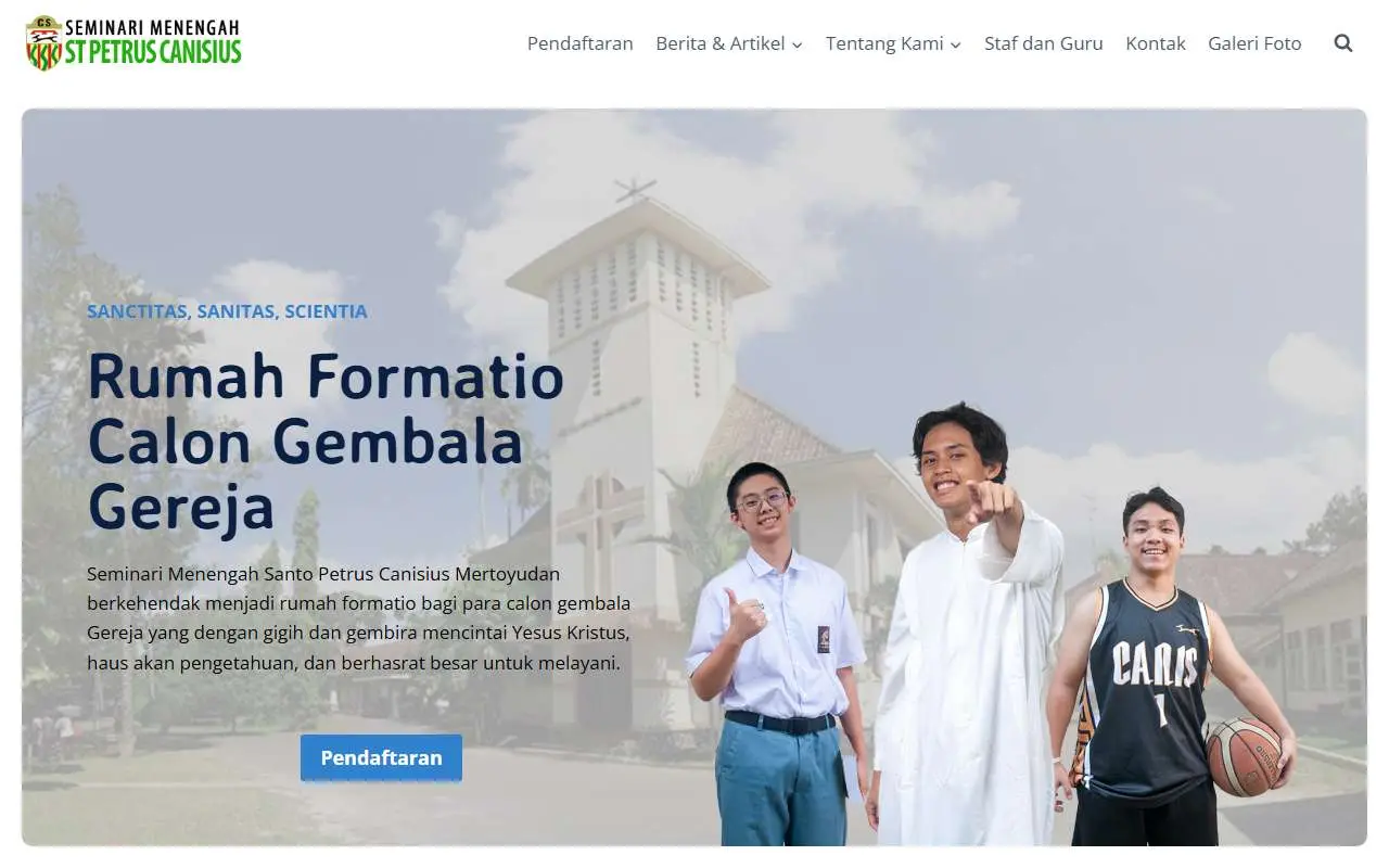 Tampilan website resmi Peter Canisius Minor Seminary Mertoyudan (seminarimertoyudan.sch.id)
