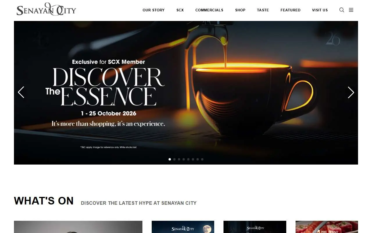 Tampilan website resmi Senayan City (senayancity.com)