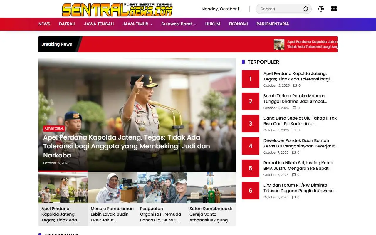 Tampilan website resmi sentralnews.com (sentralnews.com)