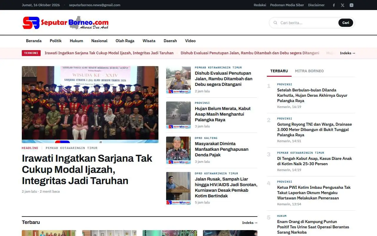 Tampilan website resmi Seputar Borneo (seputarborneo.com)