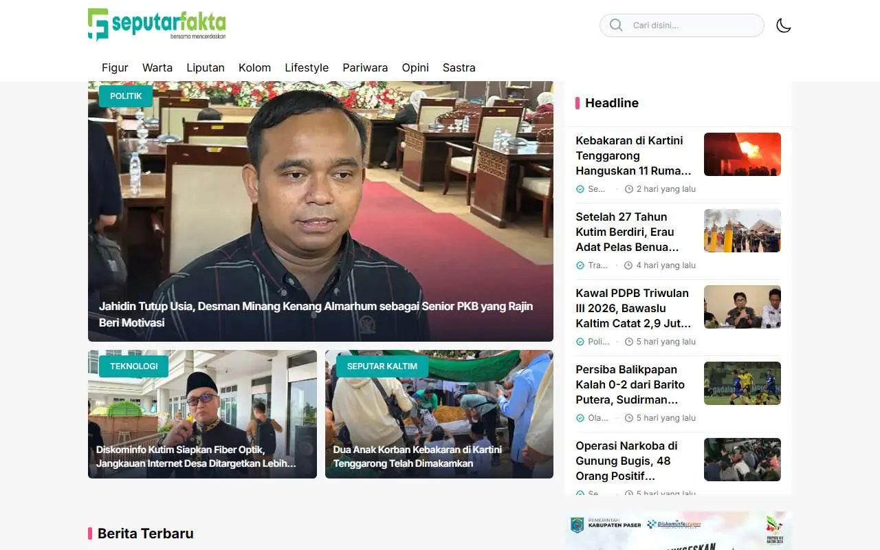 Tampilan website resmi Seputar Fakta (seputarfakta.com)
