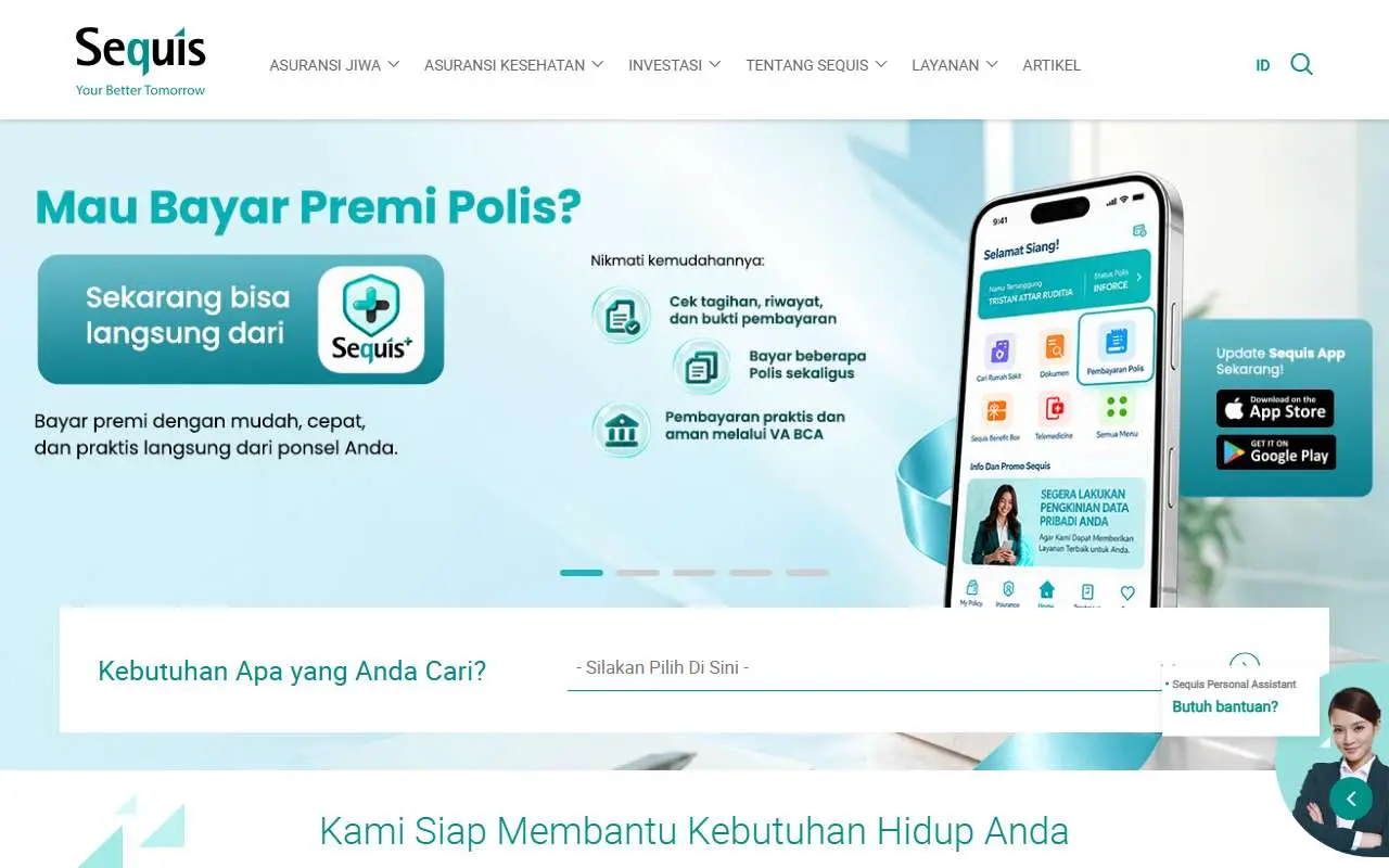 Tampilan website resmi Sequis (sequis.co.id)