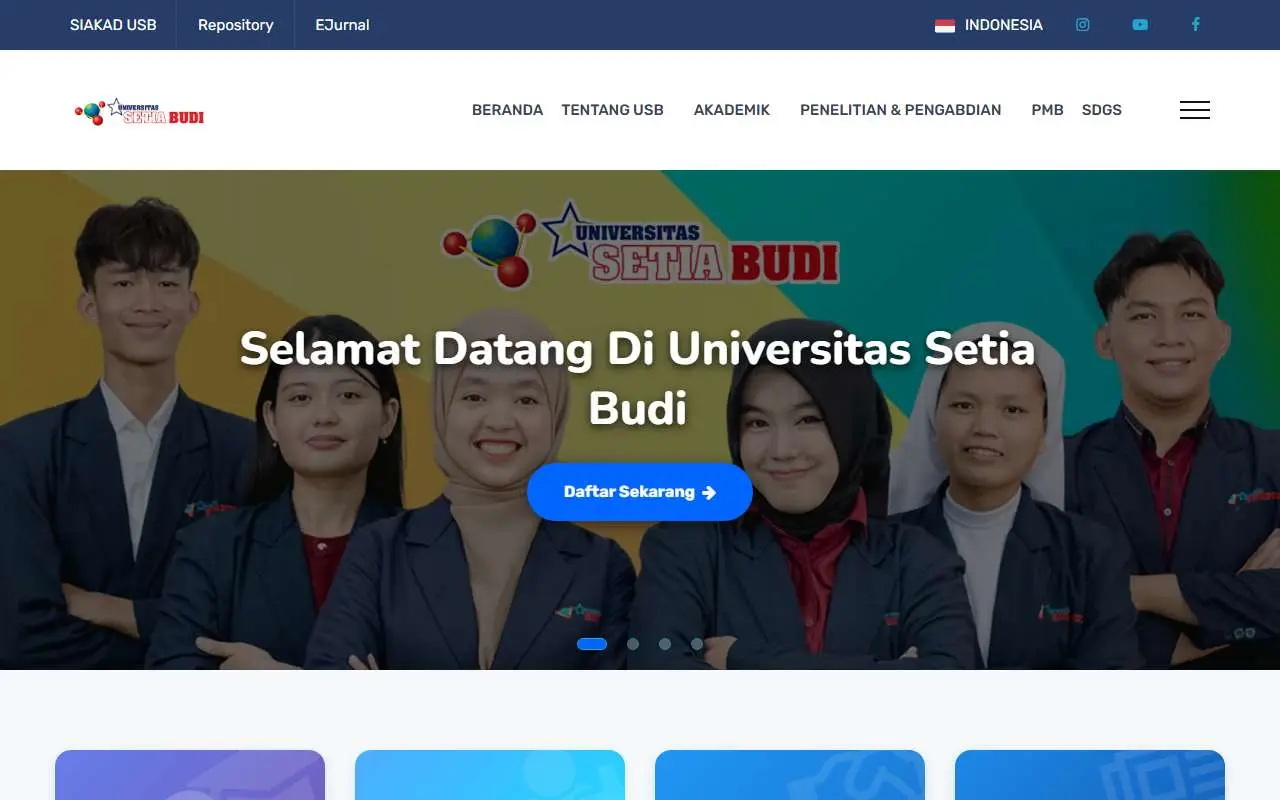 Tampilan website resmi Universitas Setia Budi (setiabudi.ac.id)