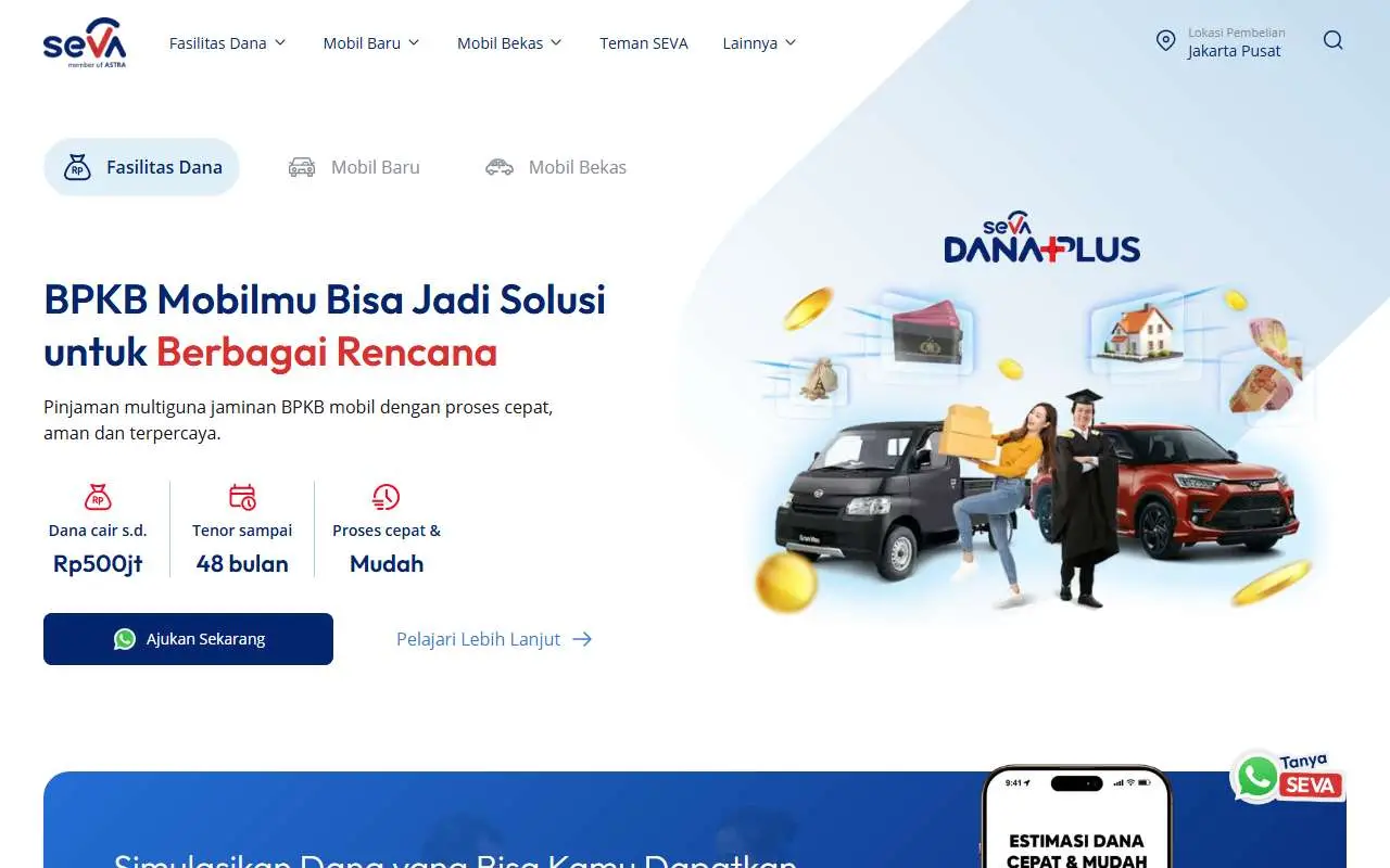 Tampilan website resmi SEVA (seva.id)