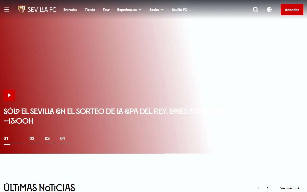 Tampilan website resmi Sevilla FC (sevillafc.es)
