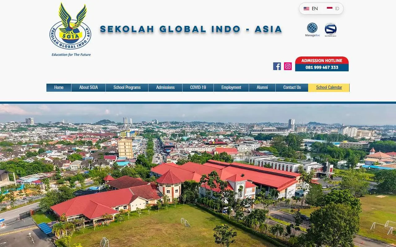 Tampilan website resmi Sekolah Global Indo-Asia (sgiaedu.org)