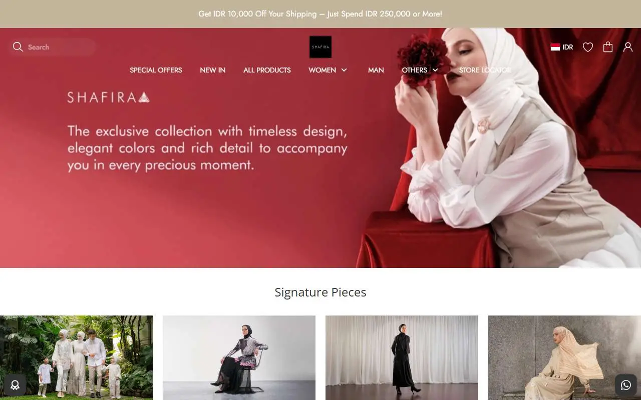 Tampilan website resmi Shafira (shafira.com)