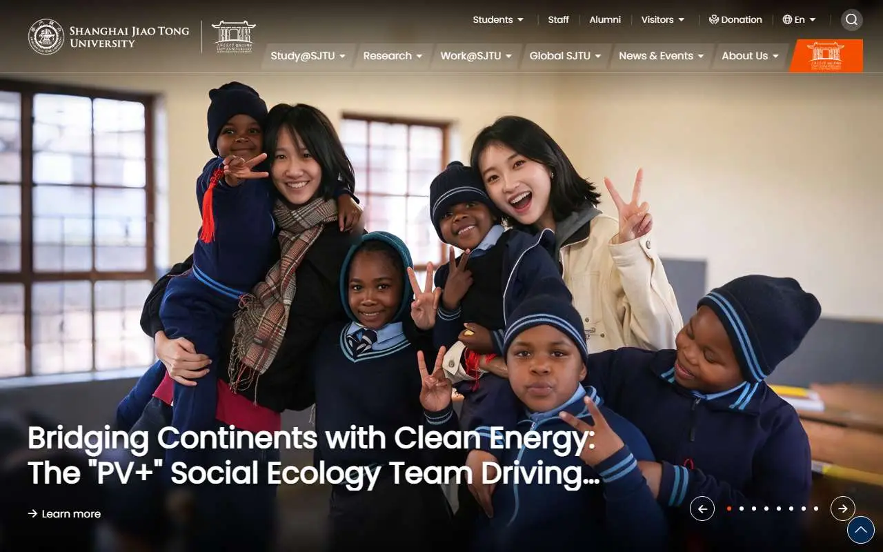 Tampilan website resmi Universitas Jiao Tong Shanghai (en.sjtu.edu.cn)