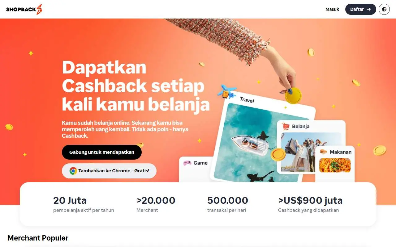 Tampilan website resmi ShopBack Indonesia (shopback.co.id)