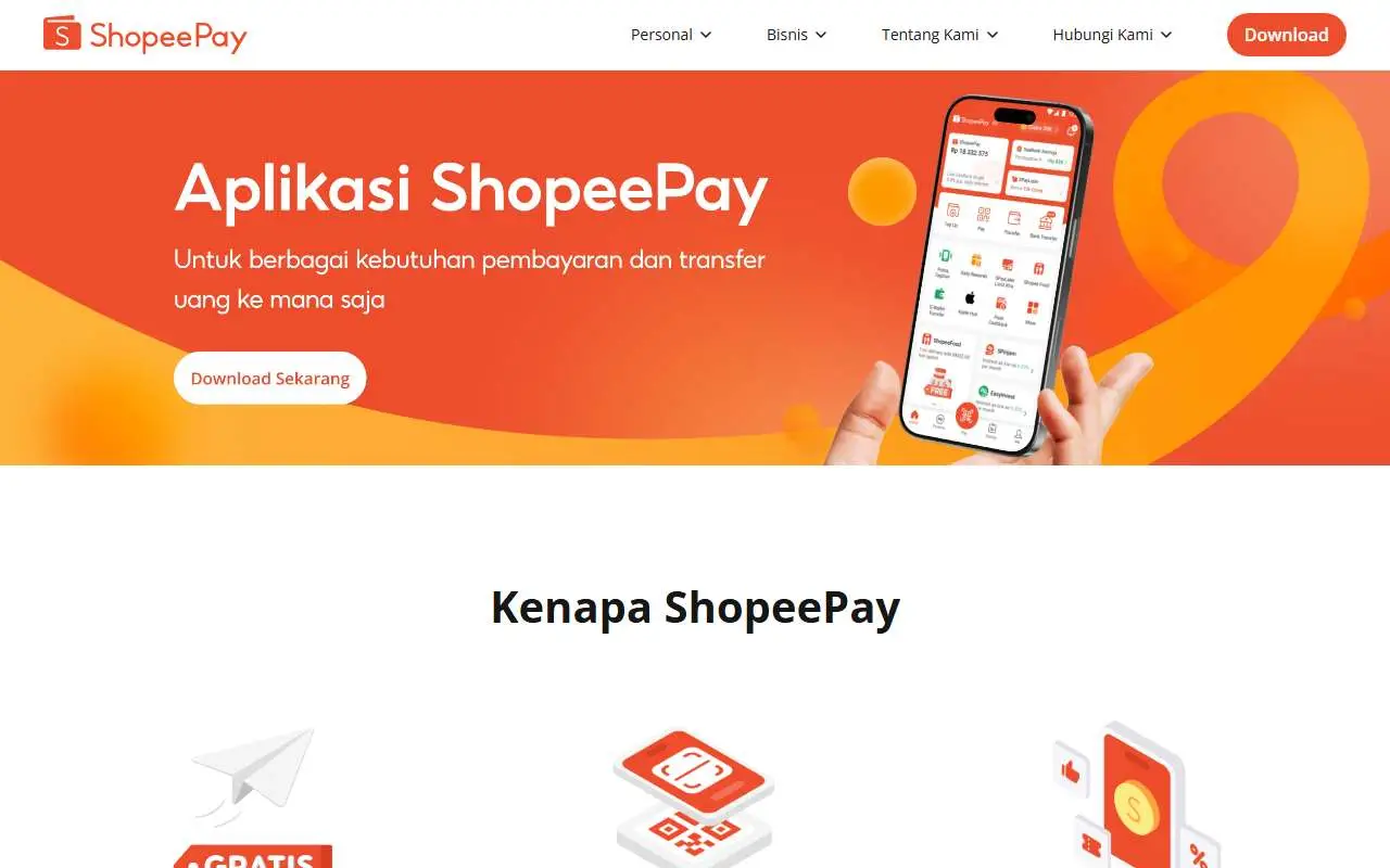 Tampilan website resmi ShopeePay (shopeepay.co.id)
