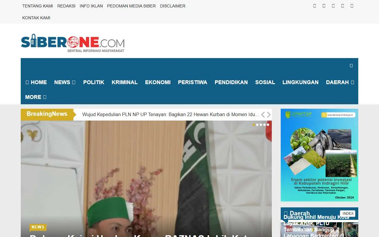 Tampilan website resmi Siberone (siberone.com)