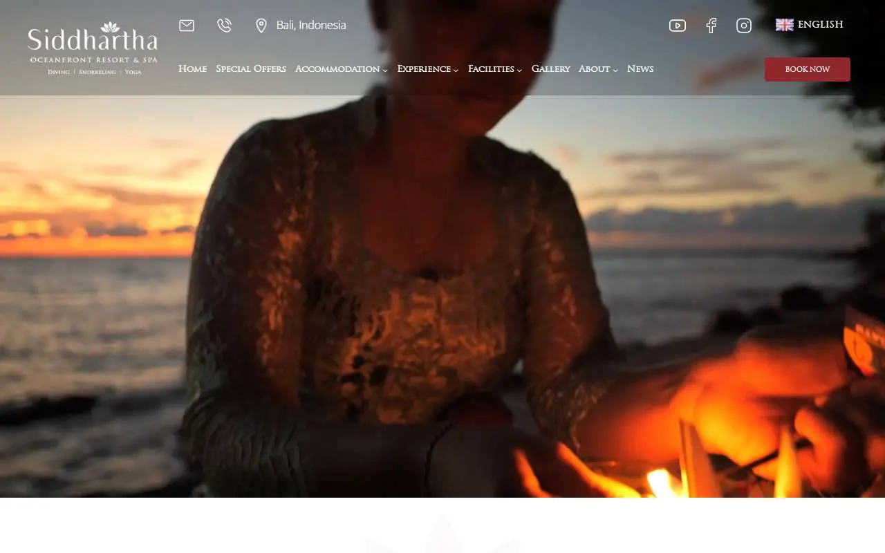 Tampilan website resmi Siddhartha Dive Resort & SPA (siddhartha-bali.com)