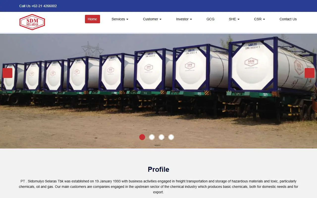 Tampilan website resmi Sidomulyo Selaras (sidomulyo.com)