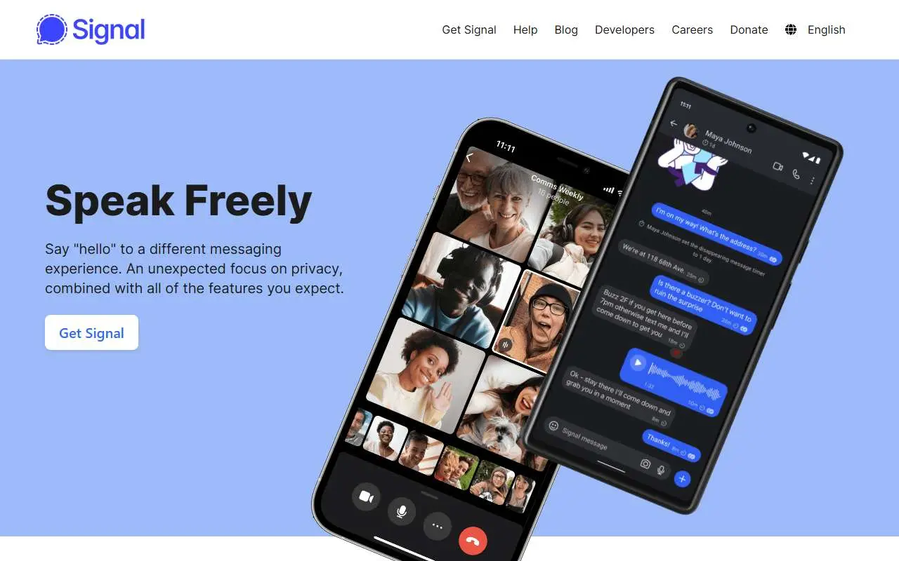 Tampilan website resmi Signal (signal.org)