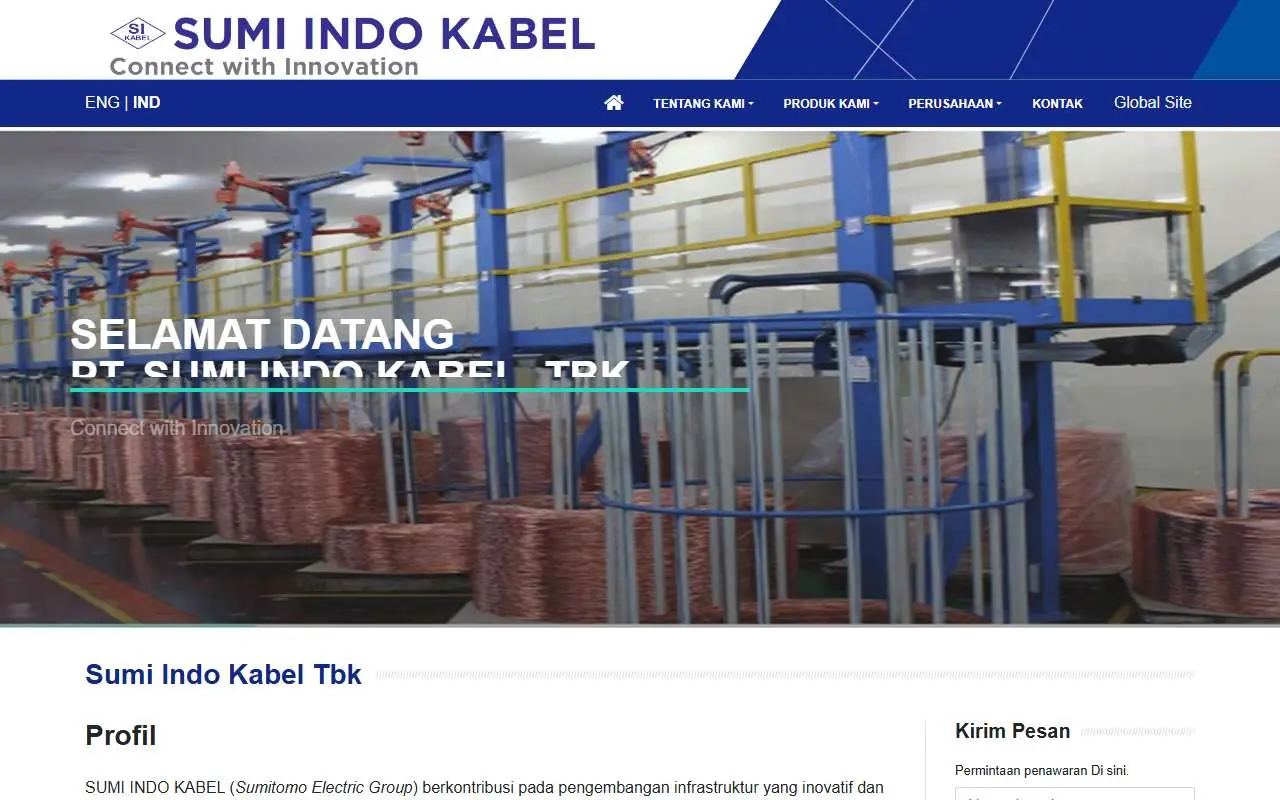 Tampilan website resmi Sumi Indo Kabel (sikabel.com)