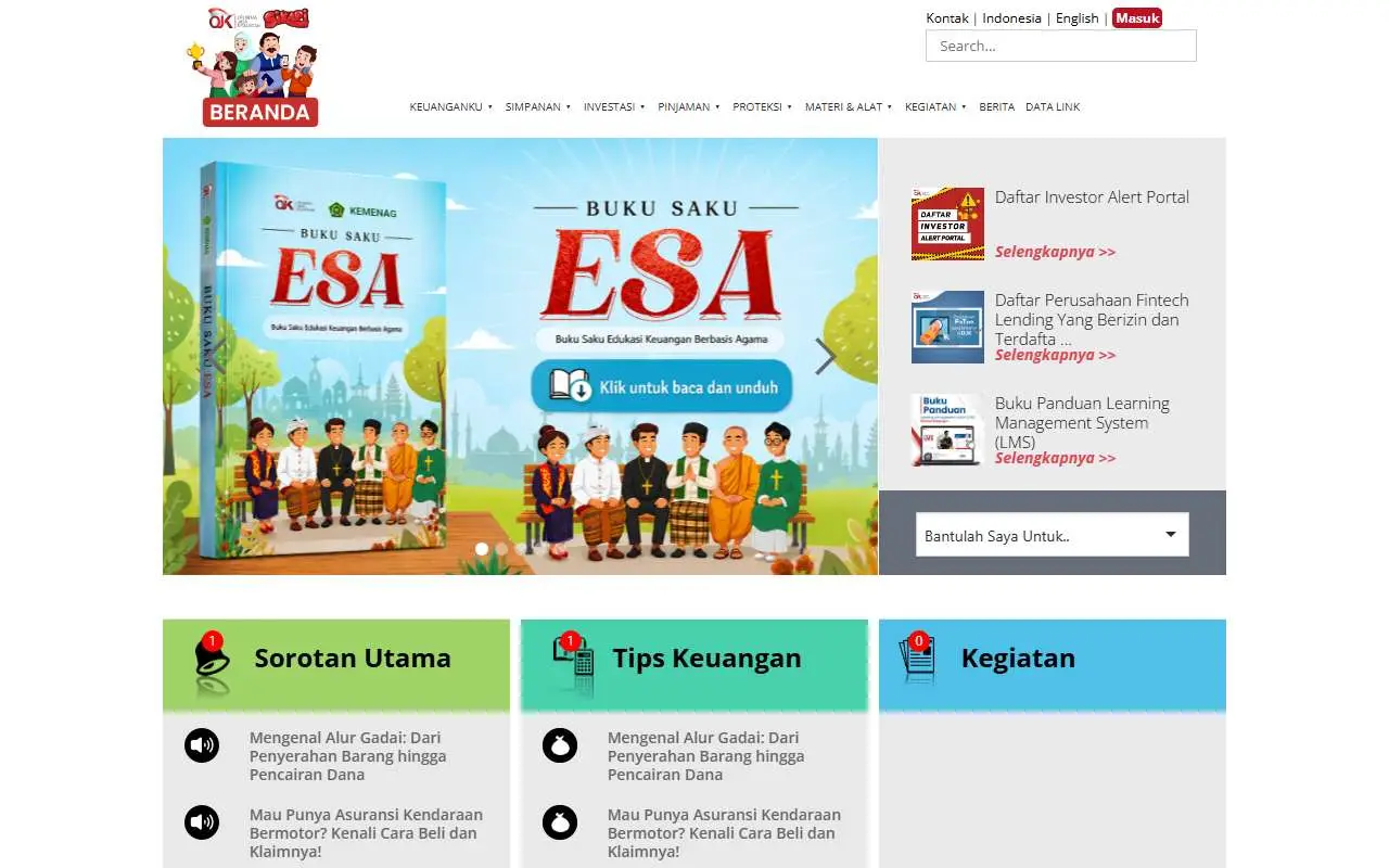 Tampilan website resmi Sikapi Uangmu OJK (sikapiuangmu.ojk.go.id)