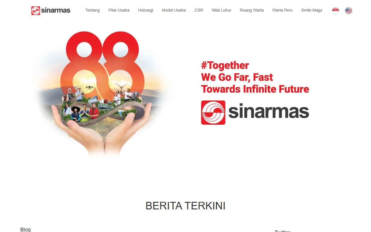 Tampilan website resmi Sinar Mas Group (sinarmas.com)