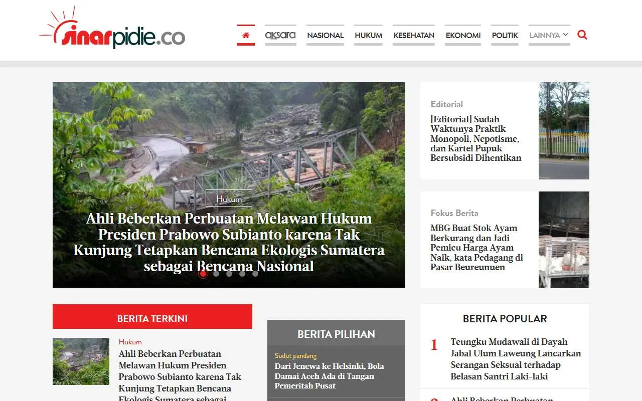 Tampilan website resmi Sinar Pidie (sinarpidie.co)